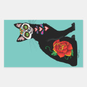 Suikerschedel, zwarte kat rechthoekige sticker (Voorkant)