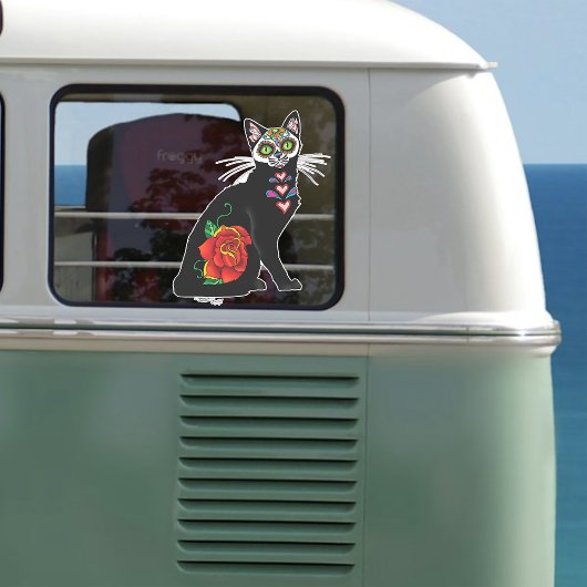 Suikerschedel, zwarte kat sticker