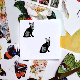 Suikerschedel, zwarte kat  zelfinktende stempel