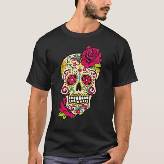 Suikerschedeldag van de dode dia de los Muertos Fl T-shirt (Voorkant)