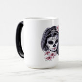 Suikerschedeldag van de dode día de Muertos Magische Mok (Voorkant links)