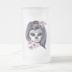 Suikerschedeldag van de dode día de Muertos Matglas Bierpul