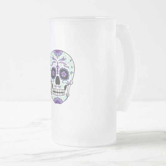 Suikerschedeldag van de dode día de Muertos Matglas Bierpul (Voorkant rechts)
