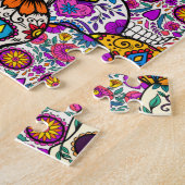 Suikerschedeldag van de dode halloween collage legpuzzel (Zijkant)