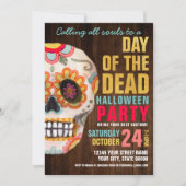 Suikerschedeldag van de dode halloween-partij kaart (Voorkant)