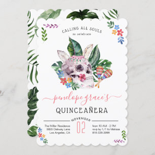 Suikerschedeldag van de dode Quinceañera Kaart