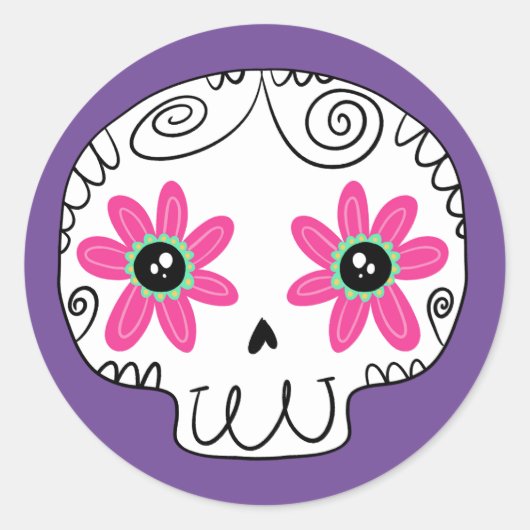 Suikerschedeldag van de dode ronde sticker (Voorkant)