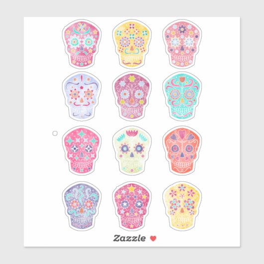 Suikerschedeldag van de dode sticker (Vel)