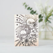 suikerschedeldag van dode tattoo art post card art briefkaart (Staand voorkant)