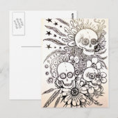 suikerschedeldag van dode tattoo art post card art briefkaart (Voorkant / Achterkant)