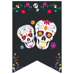 Suikerschedels Dia de los Muertos Thema Vlaggetjes