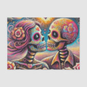 Suikerschedels in liefde Chalk Pastel Decoupage Tissuepapier (Voorkant)