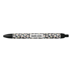 Suikerschedels op zwart met Polka Dots gepersonali Zwarte Inkt Pen