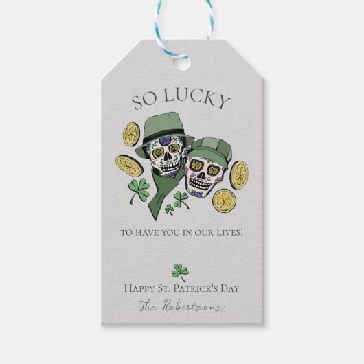Suikerschedels van St Patrick's Day Cadeaulabel (Voorkant)