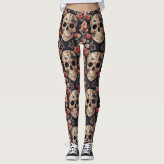 Suikerschedels, Vlinders en Bloemen Leggings