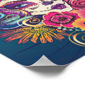 Suikerschedelvrouw in bloemkroon-portret poster (Hoek)