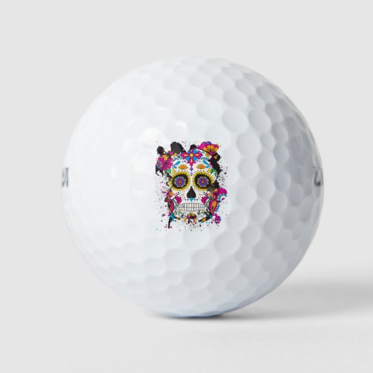 Suikerskull dia de los muertos golfballen (Voorkant)