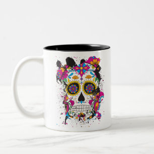 Suikerskull dia de los muertos tweekleurige koffiemok