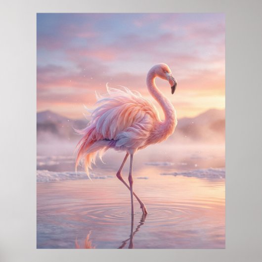 Suikerspinflamingo Poster (Voorkant)