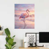 Suikerspinflamingo Poster (Thuiskantoor)