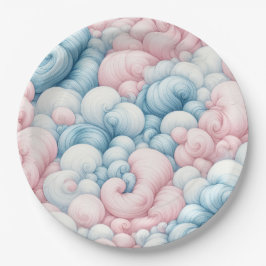 Suikerspinwolken Papieren Bordje
