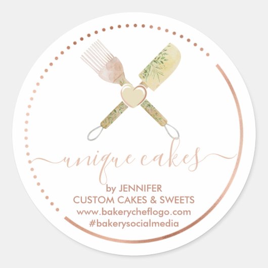 suikerwerk bakkerij Hartspatula Chef schattig Ronde Sticker (Voorkant)