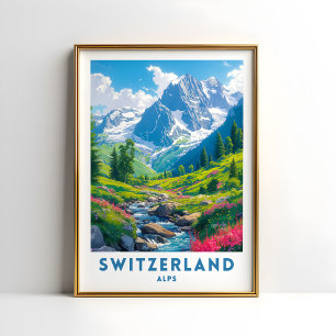 Suisse Alpes Travel Imprimer Poster Wall Art