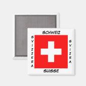 Suisse Langues Drapeau Carré Magnet (Recto/Verso)
