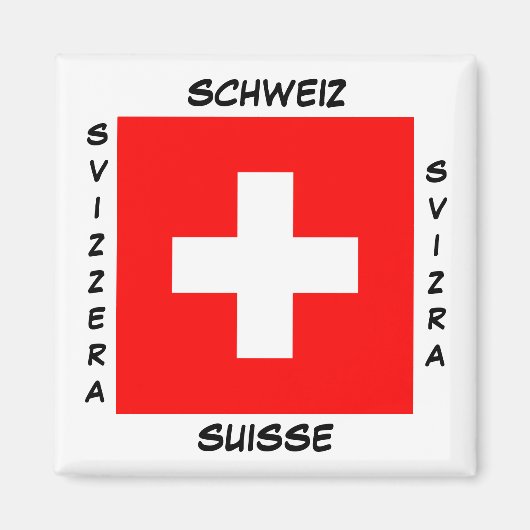 Suisse Langues Drapeau Carré Magnet (Devant)