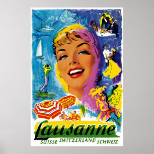 Suisse Lausanne Affiche de voyage