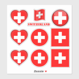 Suisse stickers & Swiss Flag, Heart/sports