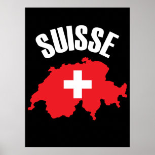 Suisse Zwitserland Map Flag Poster