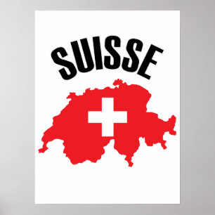 Suisse Zwitserland Map Flag Poster