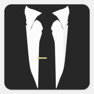 Suit Stropdas Wedding Tuxedo Prom Bachelor Ceremon Vierkante Sticker