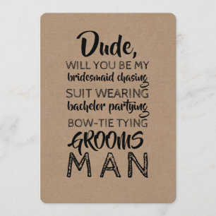 Suit Wearing Groomsman Funny proposal Kaart