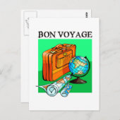 Suitcase, bagage, kaart en wereldbol: Bon Voyage! (Voorkant / Achterkant)