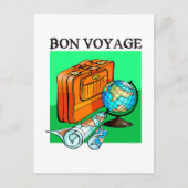 Suitcase, bagage, kaart en wereldbol: Bon Voyage! (Voorkant)
