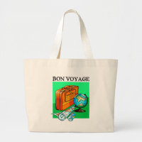 Suitcase, bagage, kaart en wereldbol: Bon Voyage!