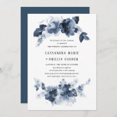 Suite de Faire-part de mariage Blue Watercolor (Devant / Derrière)