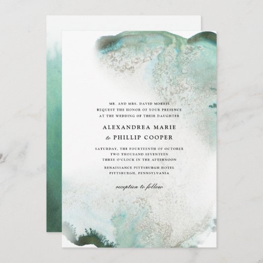 Suite de Faire-part de mariage d'aquarelle Ombre | (Devant / Derrière)