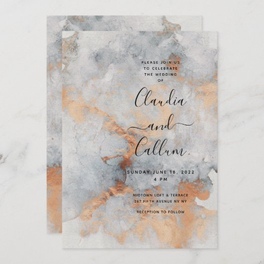 Suite de Faire-part de mariage de carrière en cuiv (Devant / Derrière)