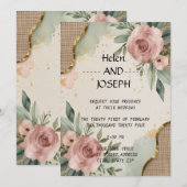 Suite de faire-part de mariage floral rustique Ros (Devant / Derrière)