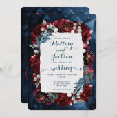 Suite de Faire-part de mariage Navy Burgundy Peony (Devant / Derrière)
