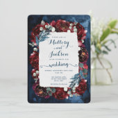 Suite de Faire-part de mariage Navy Burgundy Peony (Debout devant)