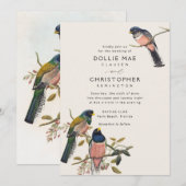 Suite de faire-part oiseau antique magnifique (Devant / Derrière)