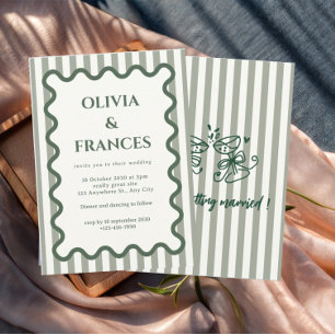 Suite de mariage fantaisiste, invitation ondulée