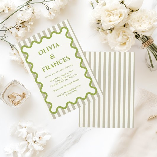 Suite de mariage fantaisiste, invitation ondulée