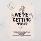 Suite faire-part de mariage | Illustré à main (Devant / Derrière)