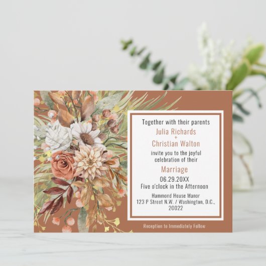 Suite Mariage Automne Botaniques (Rust) Invitation (Debout devant)