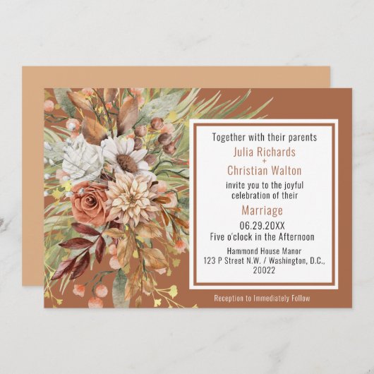 Suite Mariage Automne Botaniques (Rust) Invitation (Devant / Derrière)
